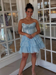 Dressystars Sparkly Corset A Line Short Beaded Homecoming Dress with Ruffles