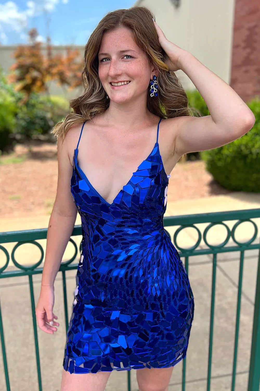 Sparkly Homecoming Dress Royal Blue Sequin Bodycon Fitting Short Party Cocktail Dress