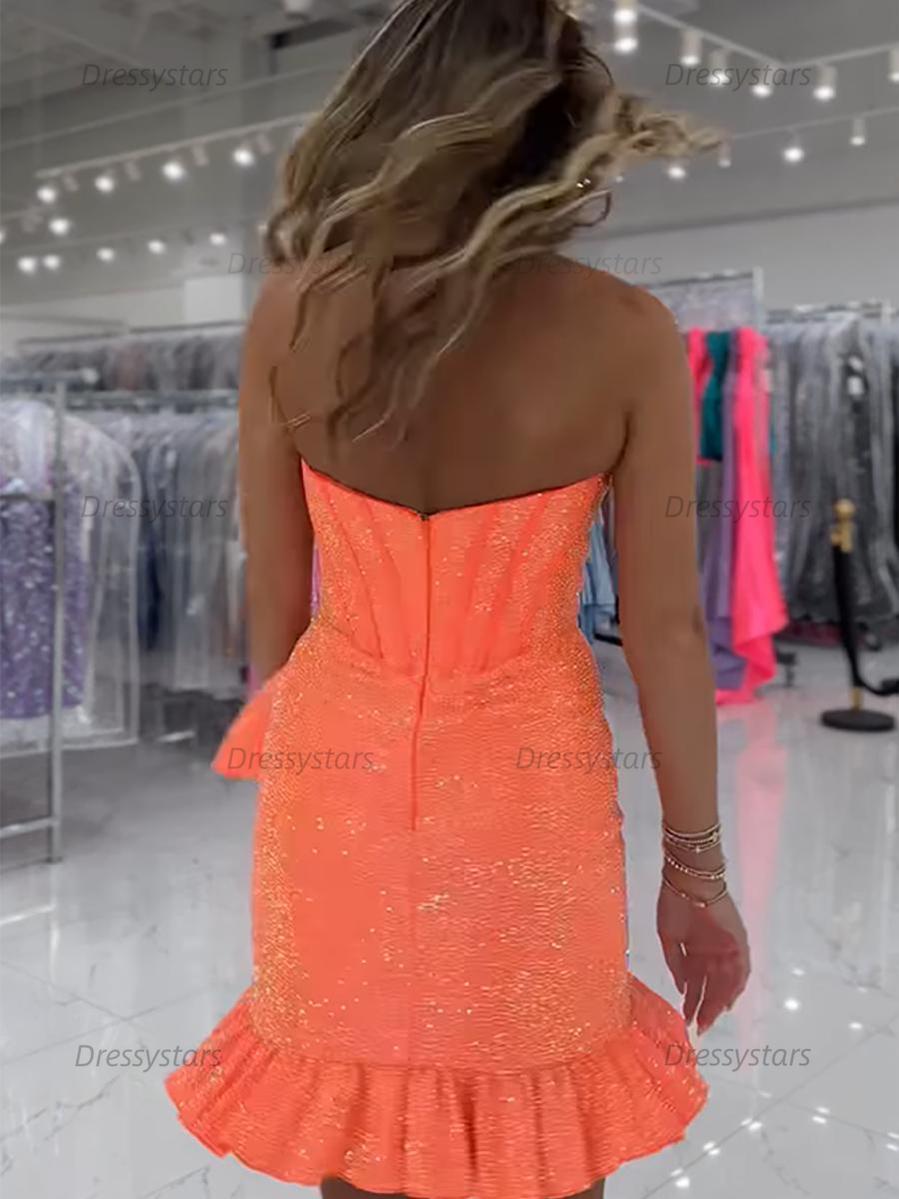 Dressystars Sparkly Tight Short Corset Homecoming Dress with Beading