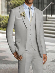 Standard Fit Men's Formal Three-Piece Single Breasted Two-Button Beach Wedding Suit