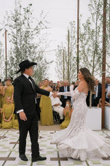 Strapless Beach Wedding Dress Lace Mermaid Bridal Gown