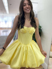 Strapless Bubble Short Homecoming Dress with Boning