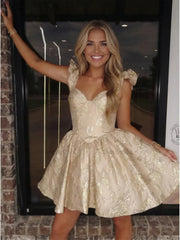 Dressystars Strapless Floral Brocade A-Line Short Homecoming Dresses