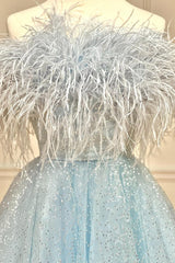 Strapless Homecoming Dress Chic Feather Style Cropped A Line Cute Short Party Cocktail Dress