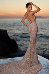 Strapless Keyhole Beaded Prom Dresses Mermaid Evening Formal Dresses
