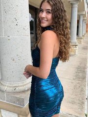 Dressystars Strapless Metallic Bodycon Homecoming Dress with Flower
