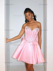 Dressystars Strapless Mini Ball Gown Homecoming Dress with Bow