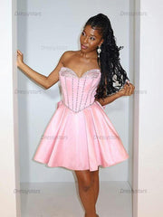 Dressystars Strapless Mini Ball Gown Homecoming Dress with Bow
