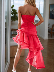 Dressystars Strapless Pleated Sleeveless Ruffles Short Homecoming Dress