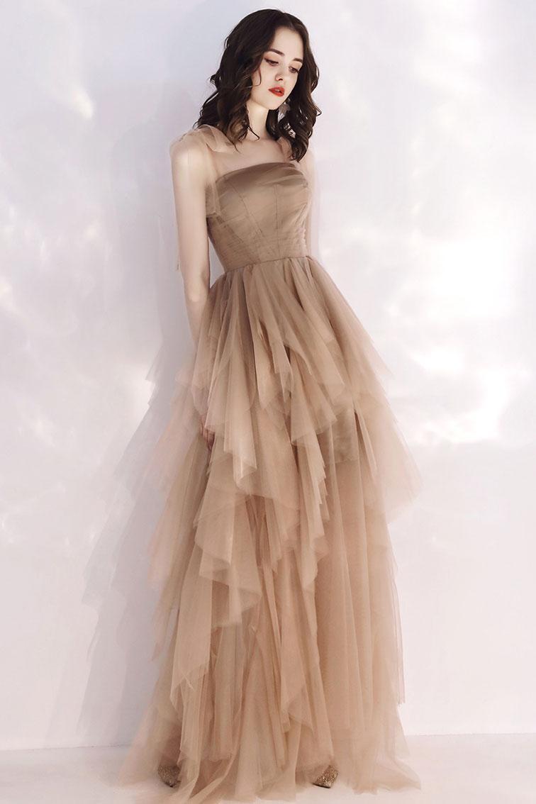 Strapless Prom Dress Tulle Long Formal Dress Evening Dress