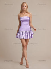 Dressystars Strapless Satin Short Homecoming Dress