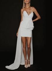 Strapless Short Wedding Dress With Train