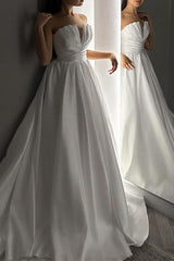 Strapless Sleeveless Satin Wedding Dress With Ruffle