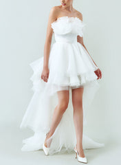 Strapless Sleeveless Sweep Train Wedding Dress