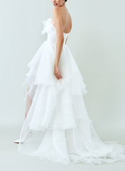 Strapless Sleeveless Sweep Train Wedding Dress