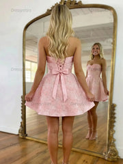 Dressystars Strapless Sweetheart 3D Floral Mini Dress with Lace-Up Back Homecoming Dresses