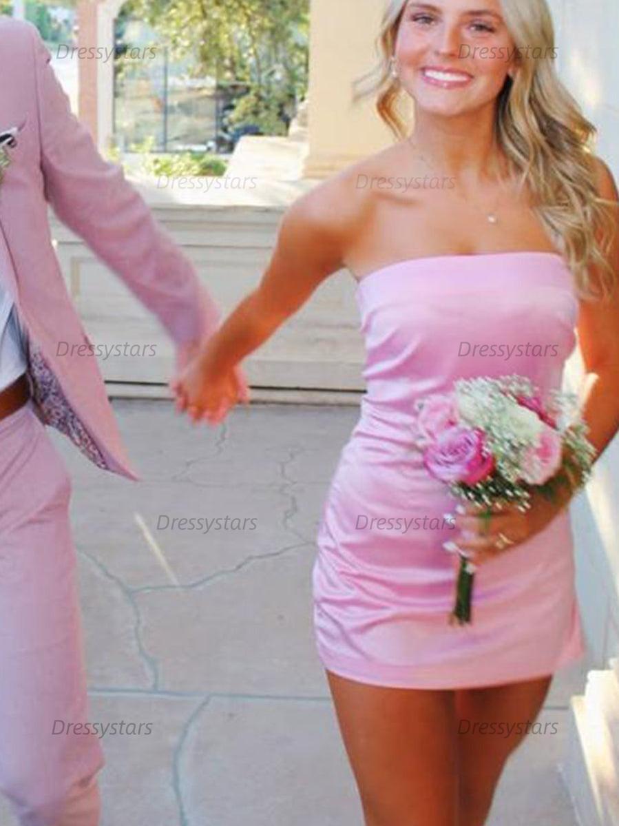 Dressystars Strapless Tight Homecoming Dresses Mini Cocktail Dress with Slit