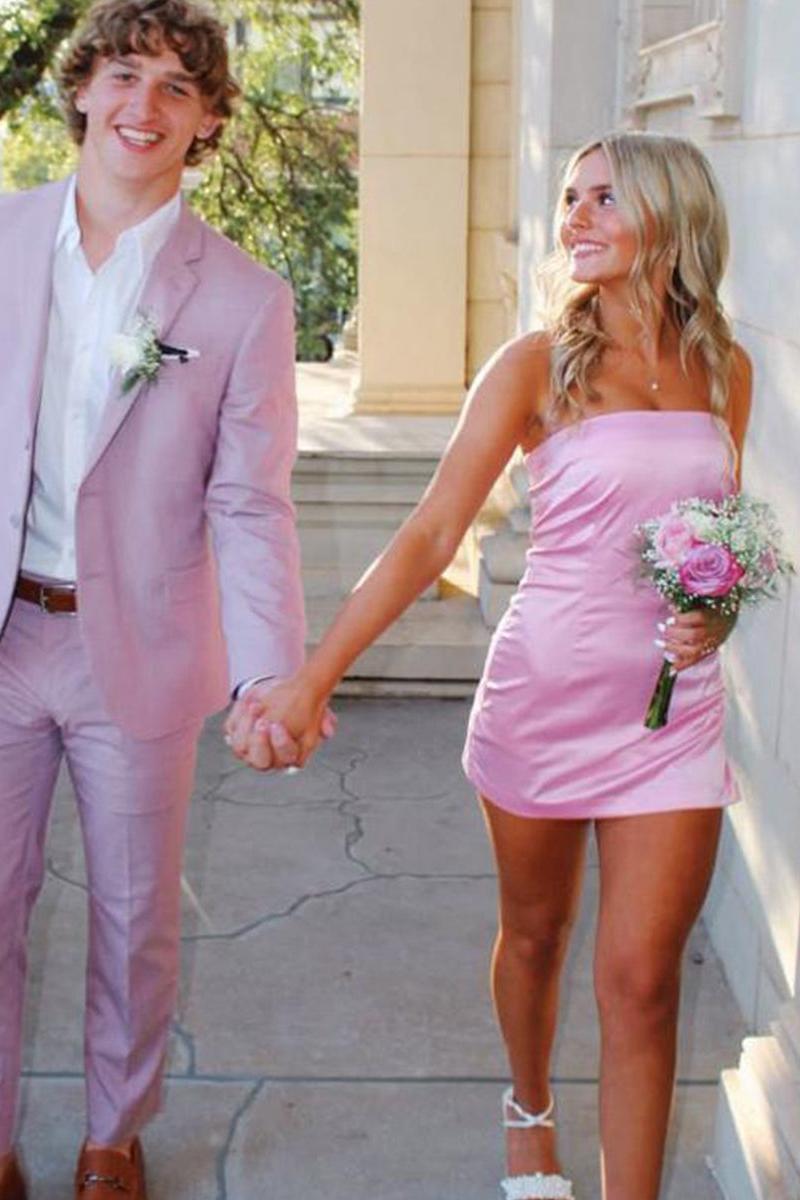 Dressystars Strapless Tight Homecoming Dresses Mini Cocktail Dress with Slit