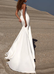 Strapless Trumpet Mermaid Elastic Satin Wedding Dress With Court Train