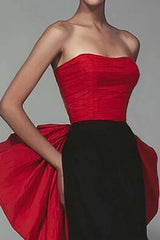 Dressystars Stunning Black And Red Strapless Long Mermaid Prom Dress With Bow