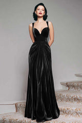 Dressystars Stunning Burgundy Velvet Mermaid Thick Straps Long Prom Dress