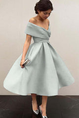 Stunning Sky Blue Homecoming Dress Off the Shoulder Sleeveless A Line Short Cocktail Dress