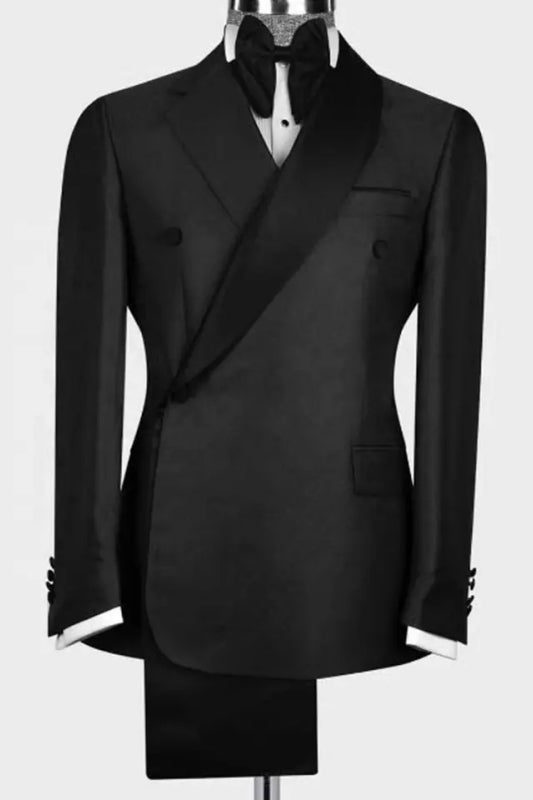 Stylish Black Shawl Lapel 2 Piece Wedding Suit