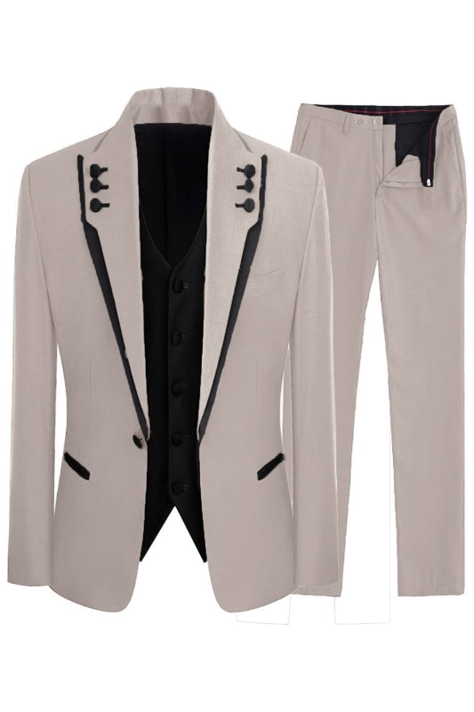 Stylish Flesh Shawl Lapel 3 Piece Prom Suit