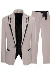Stylish Flesh Shawl Lapel 3 Piece Prom Suit