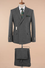 Stylish Gray Notched Lapel Slim Fit 2 Piece Prom Suit