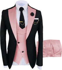 Stylish Pink Shawl Lapel 3 Piece Prom Suit for Men