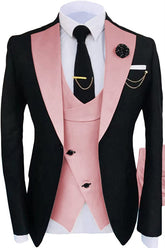 Stylish Pink Shawl Lapel 3 Piece Prom Suit for Men