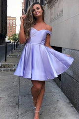 Suri Homecoming Dress Pretty A Line Satin Off Shoulder Short Party Cocktail Dress