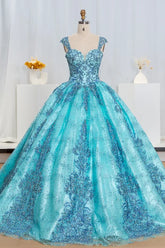 Sweet Princess Lace Ball Gown Quinceanera Dress Scoop Prom Dress Formal Gown Sweet 16 Party Dress