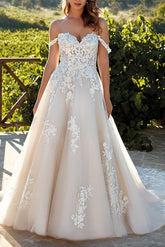 Sweetheart A Line Lace Wedding Dress with Sweep Train