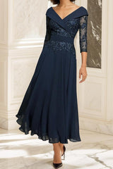 Sweetheart A-Line Princess Ankle-Length Mother of the Bride Dress with Half Sleeves and Lace