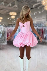 Dressystars Sweetheart Ball Gown Homecoming Dress Corset Mini Cocktail Dress with Bowknot