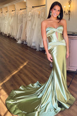 Sweetheart Collar Prom Dress Satin Mermaid Long Evening Dress