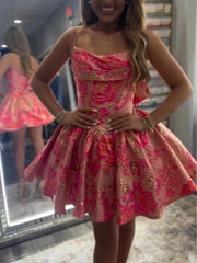 Dressystars Sweetheart Floral Brocade A-Line Homecoming Dresses Mini Cocktail Dresses