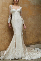 Sweetheart Long Sleeves Lace Wedding Dress Trumpet/Mermaid Style