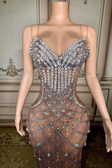 Sweetheart Neck Beaded Prom Dress Sleeveless Mermaid Formal Evening Dress