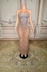 Sweetheart Neck Beaded Prom Dress Sleeveless Mermaid Formal Evening Dress