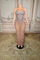 Sweetheart Neck Beaded Prom Dress Sleeveless Mermaid Formal Evening Dress