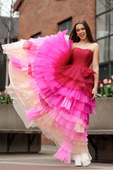 Sweetheart Neck Prom Dress Pleated Bodice Long Evening Dress with Ruffles