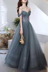 Sweetheart Neck Prom Dress Tulle Long Formal Dress Evening Dress