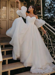 Sweetheart Organza Wedding Dress Princess Style