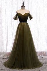 Sweetheart Prom Dress Tulle Green Long Evening Dress