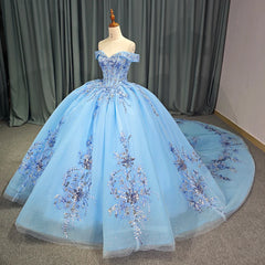 Sweetheart Quinceanera Dress Ball Gown Romantic Beading Off The Shoulder Sweet 16 Dress