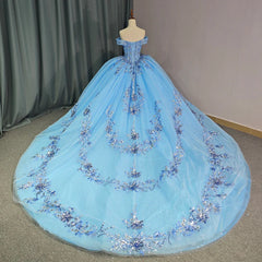 Sweetheart Quinceanera Dress Ball Gown Romantic Beading Off The Shoulder Sweet 16 Dress