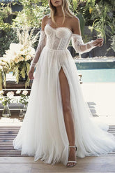 Sweetheart Tulle Wedding Dress With Split Front